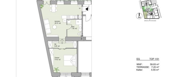 Квартира с 2 комнатами в Мёдлинг, Австрия № 108046 10