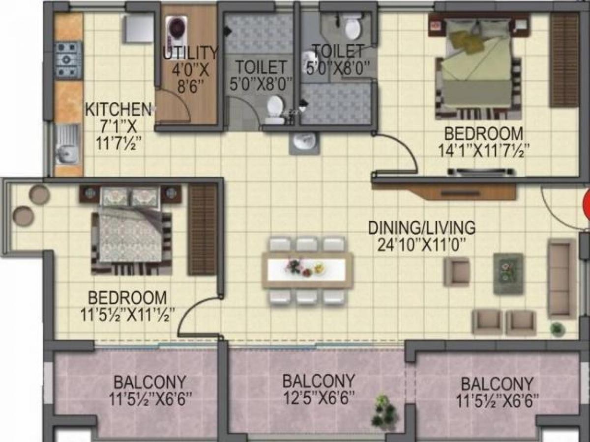 2 bedrooms House in Hyderabad, India No. 44005