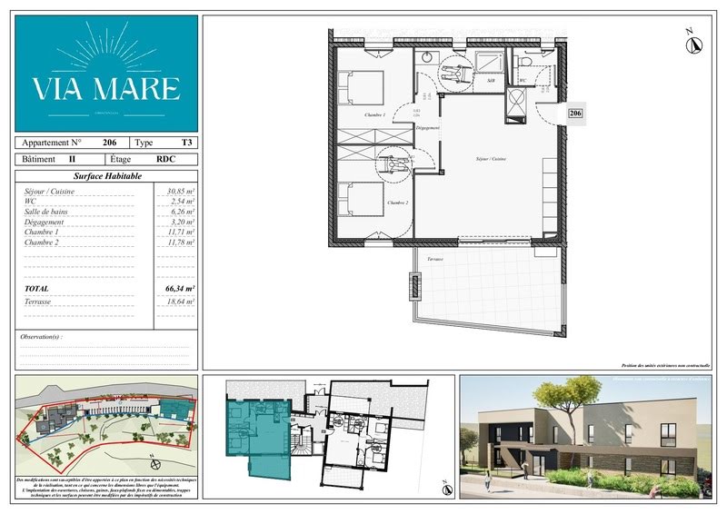 Квартира с 2 спальнями в Гизоначча, Франция № 46596