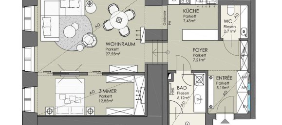 2غرفة شقة في Vienna, Austria رقم 97029 4