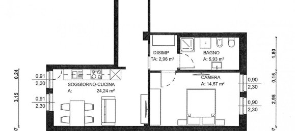 Квартира с 2 комнатами в Виченца, Италия № 68875 6