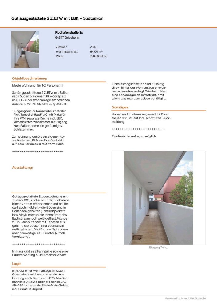 Apartamento T1 em Darmstadt-Dieburg, Germany N.º 258199