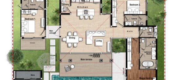 3 غرف نوم فيلا في Botanica Lakeside II, Phuket, Thailand رقم 29944 13