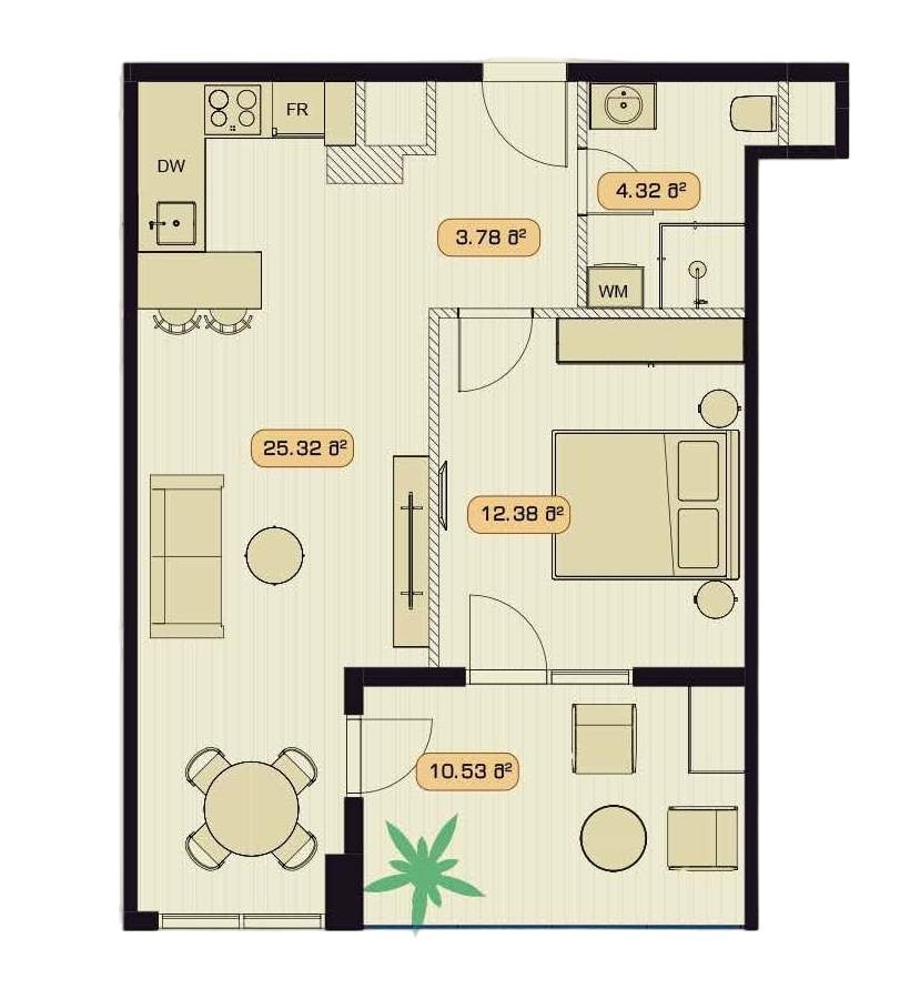 1 bedroom Apartment in Tbilisi, Georgia No. 1343