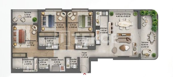4 dormitorios ático en venta en Dubai, UAE № 111304 21