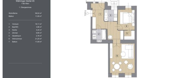 2غرفة شقة في Wahring, Austria رقم 31752 23