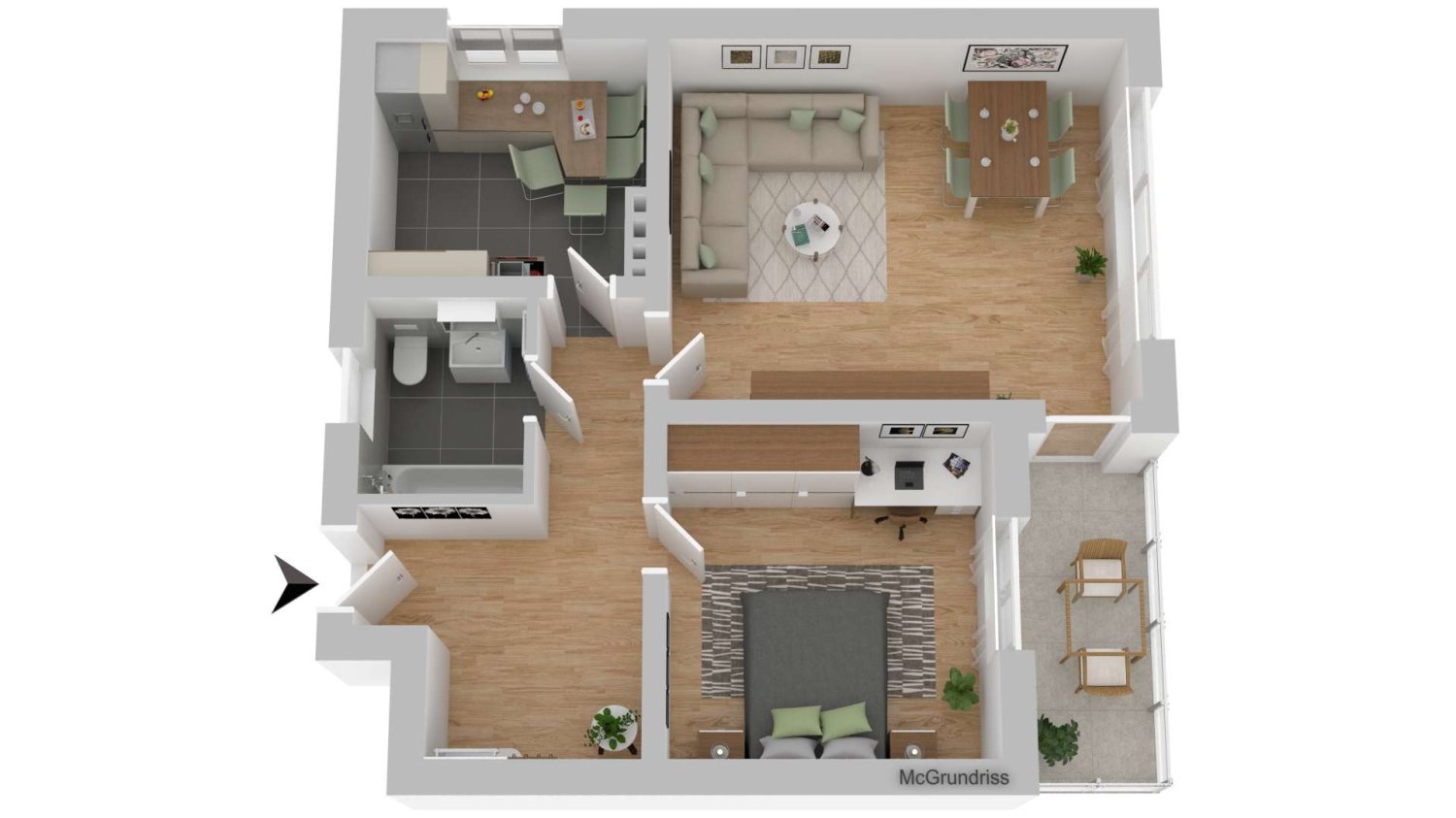Apartamento de 1 dormitorio en Wandsbek, Germany No. 331659