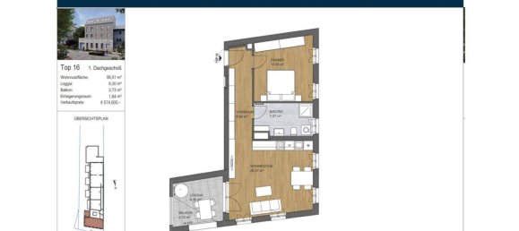 2غرفة شقة في Dobling, Austria رقم 220682 13