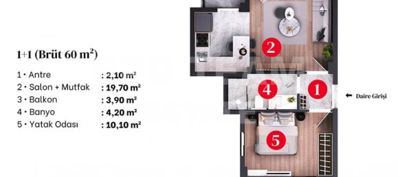 2 rooms Apartment in Altintash, Turkey No. 31743 10