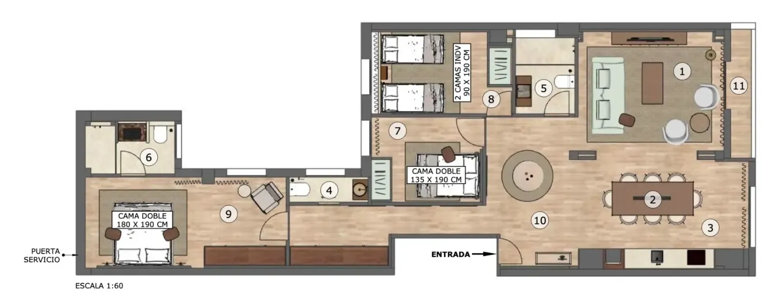 3 bedrooms Apartment in Madrid, Spain No. 266481