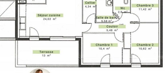 3 Schlafzimmer Wohnung in Jardin, France, Nr. 196543 2