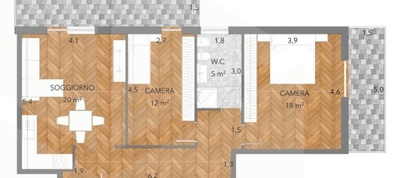 3-Zimmer Wohnung in Rome, Italy, Nr. 18540 7