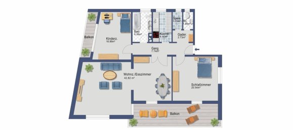 Квартира с 2 спальнями в Нойбург-Шробенхаузен, Германия № 162927 12