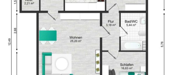 2 غرف نوم شقة في Bochum, Germany رقم 51555 17