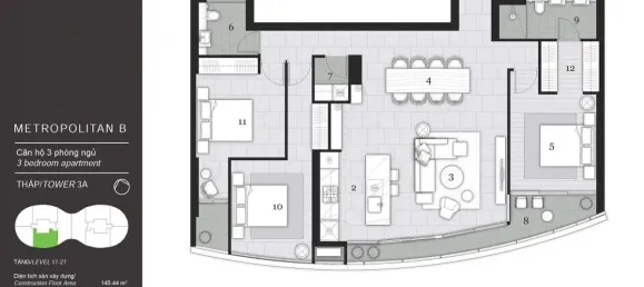 3 dormitorios apartamento en alquiler en Binh Thanh, Ho Chi Minh, Vietnam № 75076 24