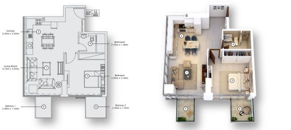 1 Schlafzimmer Wohnung in AZIZI FARHAD, Dubai Healthcare City, UAE, Nr. 60578 2