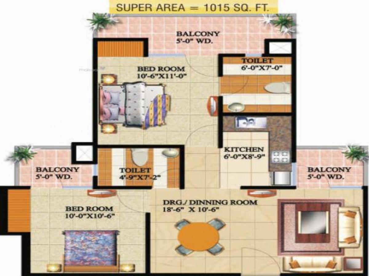2 bedrooms House in Ghaziabad, India No. 55180