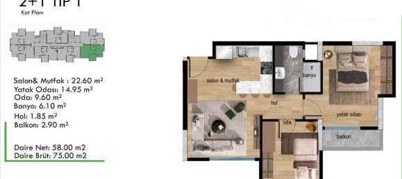 3 rooms Apartment in Mezitli, Turkey No. 30404 16