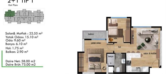 3 rooms Apartment in Mezitli, Turkey No. 30404 14