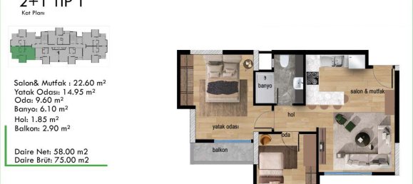 3 rooms Apartment in Mezitli, Turkey No. 30404 15