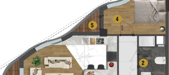 شقة 1+1 في Mugla, Turkey رقم 33308 11