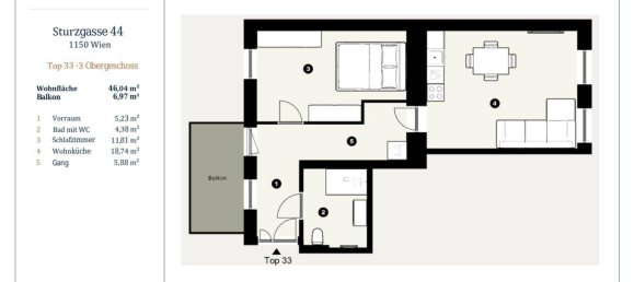 2غرفة شقة في Rudolfsheim-Funfhaus, Austria رقم 205815 12