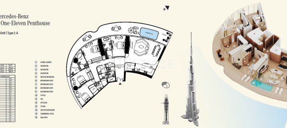 Apartamento de 3 dormitorios en Dubai, UAE No. 15697 2