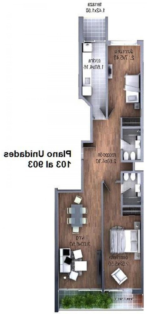 Квартира с 2 спальнями в Монтевидео, Уругвай № 1841