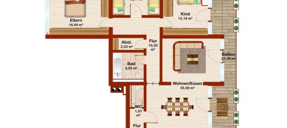 4غرفة شقة في Baden-Wurttemberg, Germany رقم 21010 17