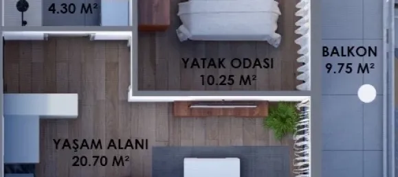 Квартира 1+1 в Аксу, Турция № 33068 6