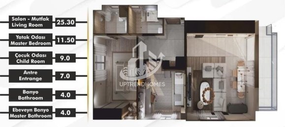 Квартира 1+1 в Анталья, Турция № 10996 2