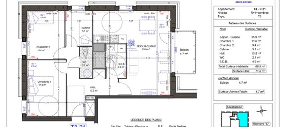 2 chambres Appartement à Berck, France No. 82827 2