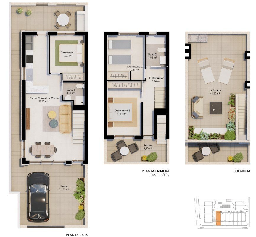 3 bedrooms Townhouse in Pilar de la Horadada, Spain No. 285165