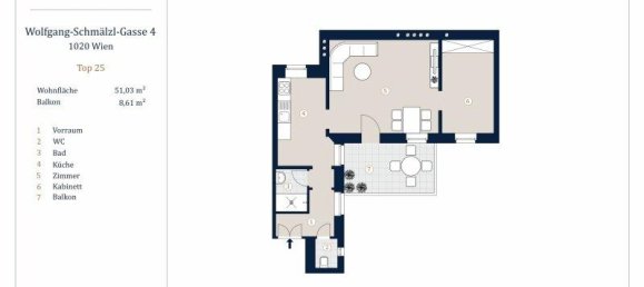 2غرفة شقة في Leopoldstadt, Austria رقم 37224 11