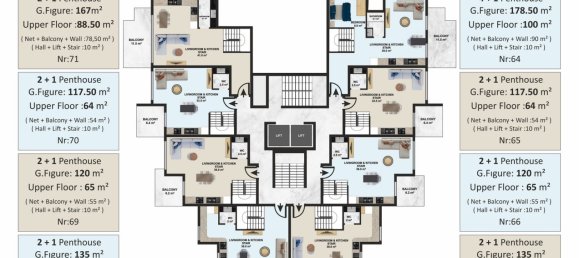 Apartamento 2+1 em Oba, Turkey N.º 13211 29