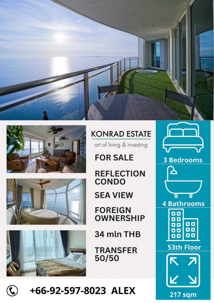 Кондоминиум  с 3 спальнями в Reflection Jomtien Beach, Паттайя, Таиланд № 76809