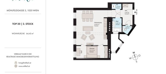 2 rooms Duplex in Leopoldstadt, Austria No. 217193 15