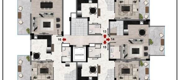 Пентхаус 2+1 в Газипаша, Турция № 22841 5