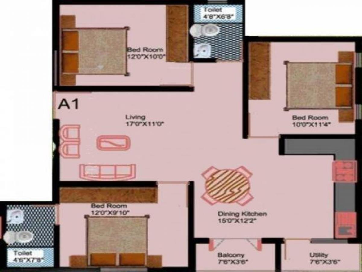 3 غرف نوم منزل في Bangalore, India رقم 4831