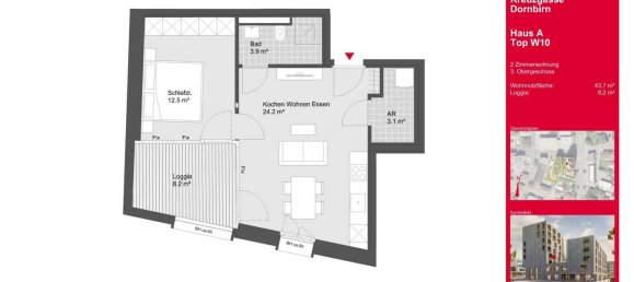 Apartamento de 2 divisões em Dornbirn, Austria N.º 8798 4