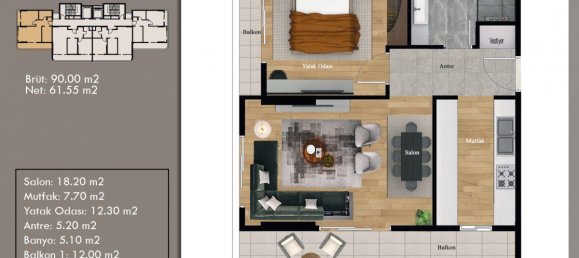 Apartamento de 2 habitaciónes en Erdemli, Turkey No. 29937 22