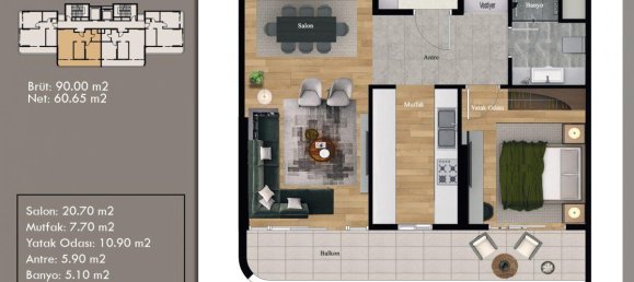 Apartamento de 2 habitaciónes en Erdemli, Turkey No. 29937 21