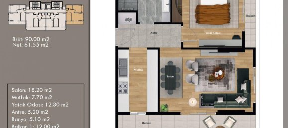 Apartamento de 2 habitaciónes en Erdemli, Turkey No. 29937 19