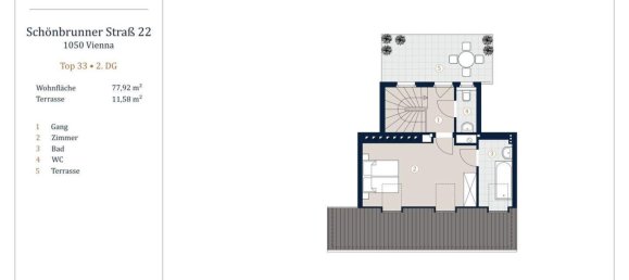 2 rooms Duplex in Margareten, Austria No. 13805 10