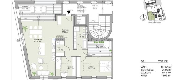 3 rooms Apartment in Modling, Austria No. 108065 11