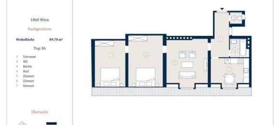 Квартира с 3 комнатами в Мариахильф, Австрия № 219486 17