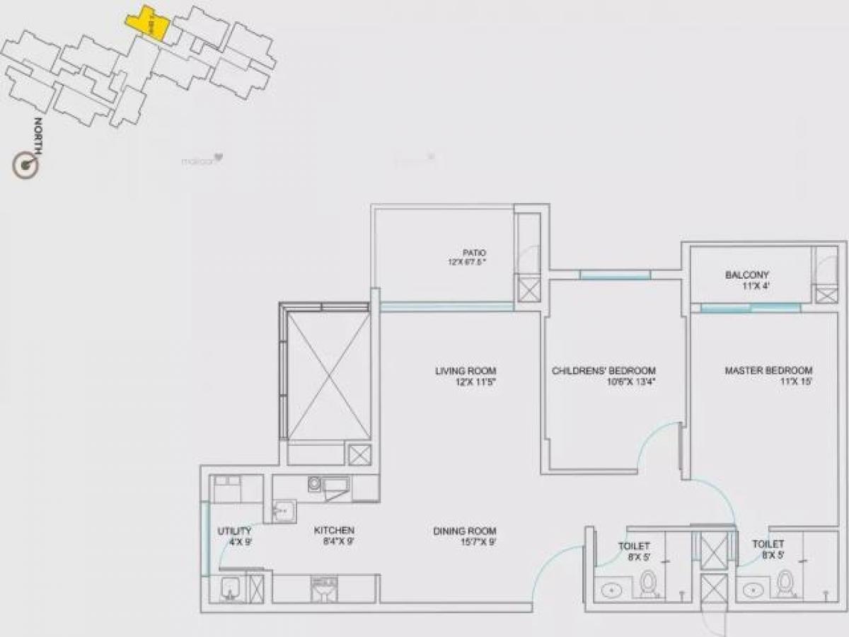 2 غرف نوم منزل في Bangalore, India رقم 22109