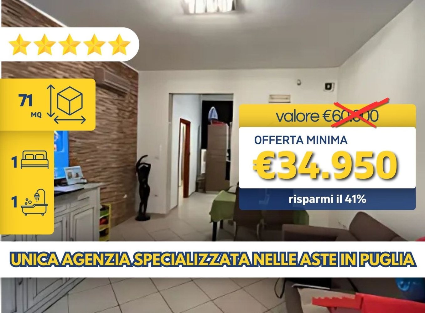 Квартира с 3 комнатами в Trepuzzi, Италия № 35000