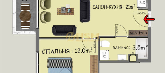 Penthouse 1+1 in Alanya, Turkey No. 1512 20