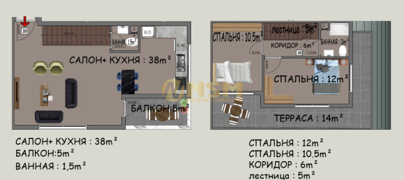 Penthouse 1+1 in Alanya, Turkey No. 1512 22